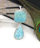 Larimar Pendant, Natural Gemstone Jewelry, Sterling Silver Pendant, Wholesale Jewelry Supplies, Bohemian Jewelry, Gifts for Her, 76mm x 27mm