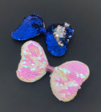 Reversible Sequin Bow Hair Clips, Hair Bow With Alligator Clips, Sequins Hair Bow Kids Girl Barrette Hair Accessories , Blue, Pink, 1 Pc