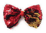 Reversible Sequin Mermaid Bow Hair Clips, Red Sequins Hair Bow Kids Hair Accessories, Girls Barrette Clips, 1 Pc