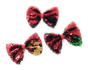 Reversible Sequin Mermaid Bow Hair Clips, Red Sequins Hair Bow Kids Hair Accessories, Girls Barrette Clips, 1 Pc