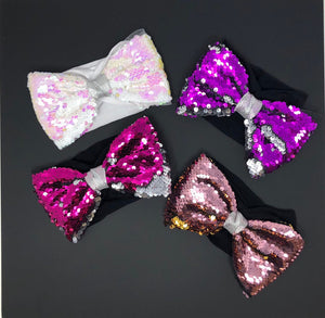 Flip Sequins Bow Headband, Head Wrap for Girls, Stretchy Headband, Turban Headbands, Wide Headbands, 14" Headband with Large 6-1/2" Bow 1 Pc