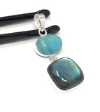 Labradorite Pendant, Larimar Pendant, Gemstone Pendant, Gemstone Jewelry, Sterling Silver Pendant, Bohemian Jewelry, Wholesale Pendant