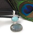 Labradorite Pendant, Larimar Pendant, Gemstone Pendant, Gemstone Jewelry, Sterling Silver Pendant, Bohemian Jewelry, Wholesale Pendant