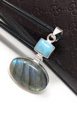 Labradorite Pendant, Larimar Pendant, Gemstone Pendant, Gemstone Jewelry, Sterling Silver Pendant, Bohemian Jewelry, Wholesale Pendant
