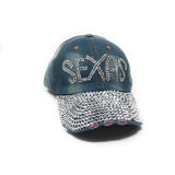 Rhinestone Baseball Cap, Distressed Denim Cap, Crystal Caps for Girls and Women, Sexy Caps