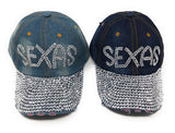 Rhinestone Baseball Cap, Distressed Denim Cap, Crystal Caps for Girls and Women, Sexy Caps