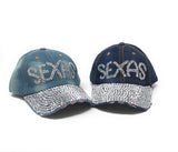 Rhinestone Baseball Cap, Distressed Denim Cap, Crystal Caps for Girls and Women, Sexy Caps