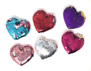 Reversible Sequin Heart Shape Hair Clips, Sequins Hair Bow Kids Hair Accessories, Valentines Clips for Girls, 1 Pc