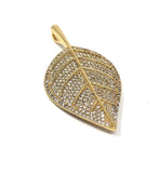 CZ Micro Pave Leaf Pendant, Jewelry Supplies, Jewelry Findings, CZ Pendant, Micro Pave Pendants, DIY Jewelry, 1 Pc