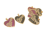 CZ Micro Pave Heart Pendant, Real Gold Plated Love Word Pendant, Jewelry Supplies, Jewelry Findings, Micro Pave Pendants, DIY Jewelry, 1 Pc