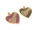CZ Micro Pave Heart Pendant, Real Gold Plated Love Word Pendant, Jewelry Supplies, Jewelry Findings, Micro Pave Pendants, DIY Jewelry, 1 Pc