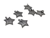 CZ Micro Pave Star Pendant, Gun Metal Plated Star Pendant, Jewelry Supplies, Jewelry Findings, Micro Pave Pendants, DIY Jewelry, 1 Pc