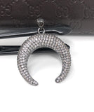 CZ Micro Pave Double Horn Pendant, Moon Crescent Pendants, Jewelry Supplies, Jewelry Findings, Micro Pave Pendants, DIY Jewelry, 1 Pc