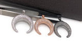CZ Micro Pave Double Horn Pendant, Moon Crescent Pendants, Jewelry Supplies, Jewelry Findings, Micro Pave Pendants, DIY Jewelry, 1 Pc