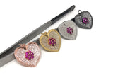 CZ Micro Pave Heart Charms, Jewelry Supplies for DIY Jewelry, Love Charms, CZ Charms in Gold Plated/Silver Plated/Rose Gold/Gun metal