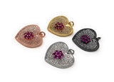CZ Micro Pave Heart Charms, Jewelry Supplies for DIY Jewelry, Love Charms, CZ Charms in Gold Plated/Silver Plated/Rose Gold/Gun metal