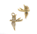 CZ Micro Pave Bird Charms, Jewelry Supplies for DIY Jewelry Making, Flying Bird Animal Charms, CZ Charms, 1 Pc