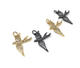 CZ Micro Pave Bird Charms, Jewelry Supplies for DIY Jewelry Making, Flying Bird Animal Charms, CZ Charms, 1 Pc