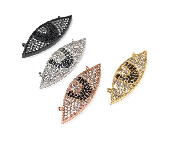 CZ Micro Pave Horse Eye Connector, CZ Pave Links, Bracelet Connector, Jewelry Findings for DIY Jewelry Making, Pave Findings, 1 Pc