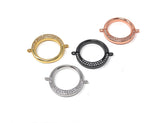 CZ Micro Pave Ring Connector, CZ Disc Connector, Jewelry Making Supplies, Bracelet Connector, Jewelry Findings for DIY Jewelry Making, 1 Pc