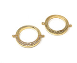 CZ Micro Pave Ring Connector, CZ Disc Connector, Jewelry Making Supplies, Bracelet Connector, Jewelry Findings for DIY Jewelry Making, 1 Pc