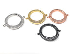 CZ Micro Pave Ring Connector, CZ Disc Connector, Jewelry Making Supplies, Bracelet Connector, Jewelry Findings for DIY Jewelry Making, 1 Pc