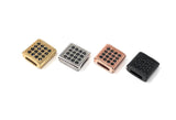 CZ Micro Pave Square Beads, Pave Beads, Spacer Beads, CZ Bulk Beads, Pave Spacer Beads, Jewelry Findings for DIY Jewelry Making, 1 Pc