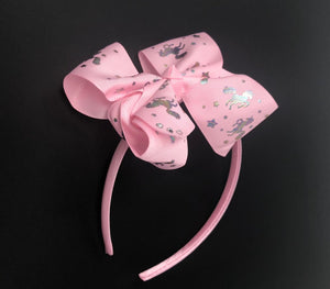 Hair Bow Headband for Girls, Large Pink Unicorn Headband, Hair Accessories for Kids, Birthday Gift and Party Favors, 1 Pc