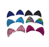 2Pcs Sequins Cat Ears Padded Patch Applique, Cat Ear Applique, Cat Ear Patch for DIY Crafts, Headwear Supplies, Wholesale Hairband Supplies
