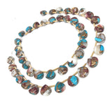 Oyster Copper Turquoise Gemstone Beads, Turquoise Beads, Wholesale Bulk Beads for DIY Jewelry Making, Jewelry Supplies, 8.5X8.5mm , 22 Pcs