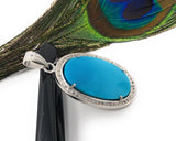 Sleeping Beauty Turquoise Pave Diamond Pendant, Spiritual Healing Crystal Pendant, Throat Chakra Gemstone Jewelry, December Birthstone Gifts