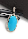 Turquoise Diamond Pendant, Silver Sleeping Beauty Turquoise Gemstone Chakra Healing Jewelry, Spiritual Crystal December Birthstone Jewelry