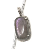 Purple Labradorite Diamond Pendant, Sterling Silver Labradorite Pendant, Spiritual Healing Chakra Balancing Jewelry, Crystal Pendant Gifts