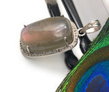 Purple Labradorite Diamond Pendant, Sterling Silver Labradorite Pendant, Spiritual Healing Chakra Balancing Jewelry, Crystal Pendant Gifts
