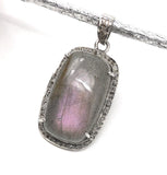 Labradorite Pendant, Gemstone Pendant, Diamond Pendant, Sterling Silver Pave Diamond Jewelry, Purple Flash Labradorite, Gifts for Her