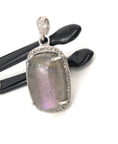 Labradorite Pendant, Gemstone Pendant, Diamond Pendant, Sterling Silver Pave Diamond Jewelry, Purple Flash Labradorite, Gifts for Her