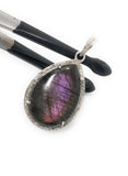 Labradorite Gemstone Pendant, Pave Diamond Pendant, Purple Flash Labradorite, Spiritual Healing Crystal Pendant, Chakra Jewelry,