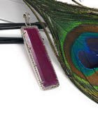 Natural Ruby Diamond Pendant, Gemstone Pendant, Pave Diamond Bar Pendant, Sterling Silver Pendant, Genuine Ruby Jewelry Gifts for Her