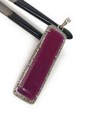 Natural Ruby Diamond Pendant, Gemstone Pendant, Pave Diamond Bar Pendant, Sterling Silver Pendant, Genuine Ruby Jewelry Gifts for Her
