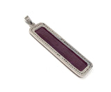 Natural Ruby Diamond Pendant, Gemstone Pendant, Pave Diamond Bar Pendant, Sterling Silver Pendant, Genuine Ruby Jewelry Gifts for Her