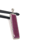 Natural Ruby Diamond Pendant, Gemstone Pendant, Pave Diamond Bar Pendant, Sterling Silver Pendant, Genuine Ruby Jewelry Gifts for Her