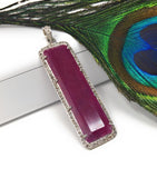 Natural Ruby Diamond Pendant, Gemstone Pendant, Pave Diamond Bar Pendant, Sterling Silver Pendant, Genuine Ruby Jewelry Gifts for Her