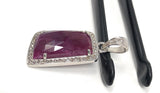 Natural Ruby Diamond Pendant, Gemstone Pendant, Sterling Silver Pendant, Pave Diamond Pendant, Genuine Ruby Jewelry Gifts for Her