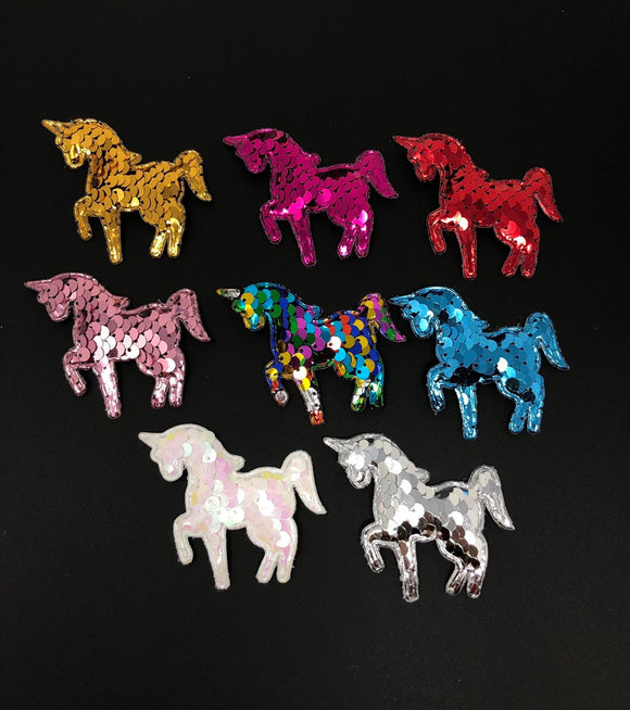 Unicorn Sequins Padded Patch Applique, Unicorn Applique, Unicorn Patch, DIY Crafts, Headwear Supplies, DIY Hair Clips Supplies, 1 Pc