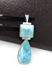 Larimar Pendant, Natural Gemstone Jewelry, Sterling Silver Pendant, Wholesale DIY Jewelry Making Supplies, Gifts for Her, 65mm X 19mm