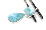 Larimar Pendant, Natural Gemstone Jewelry, Sterling Silver Pendant, Wholesale DIY Jewelry Making Supplies, Gifts for Her, 65mm X 19mm