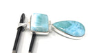 Larimar Pendant, Natural Gemstone Jewelry, Sterling Silver Pendant, Wholesale DIY Jewelry Making Supplies, Gifts for Her, 65mm X 19mm