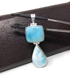 Larimar Pendant, Natural Gemstone Bohemian Jewelry, Sterling Silver Pendant, Wholesale DIY Jewelry Making Supplies, 73mm X 22.25mm