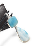 Larimar Pendant, Natural Gemstone Bohemian Jewelry, Sterling Silver Pendant, Wholesale DIY Jewelry Making Supplies, 73mm X 22.25mm
