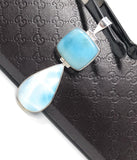 Larimar Pendant, Natural Gemstone Bohemian Jewelry, Sterling Silver Pendant, Wholesale DIY Jewelry Making Supplies, 73mm X 22.25mm